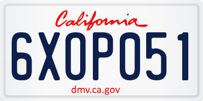 CA license plate 6XOP051