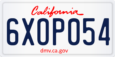 CA license plate 6XOP054