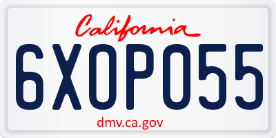 CA license plate 6XOP055