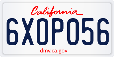 CA license plate 6XOP056