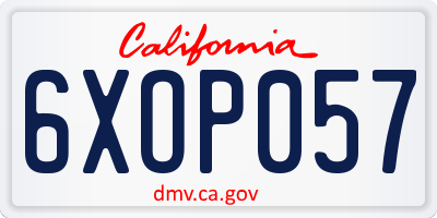 CA license plate 6XOP057