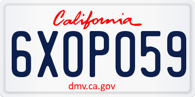 CA license plate 6XOP059