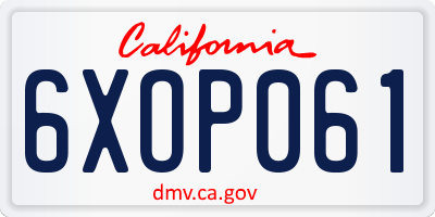 CA license plate 6XOP061