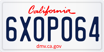 CA license plate 6XOP064