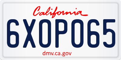 CA license plate 6XOP065