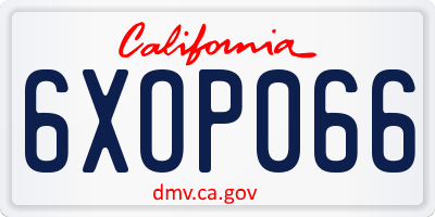 CA license plate 6XOP066