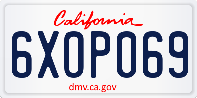 CA license plate 6XOP069
