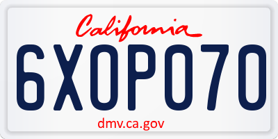 CA license plate 6XOP070