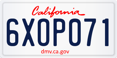 CA license plate 6XOP071