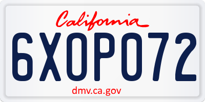 CA license plate 6XOP072