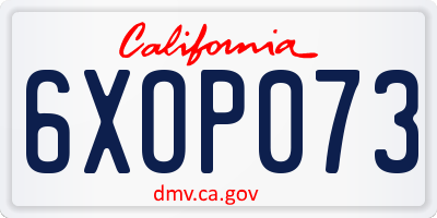 CA license plate 6XOP073
