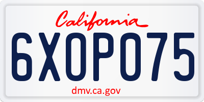 CA license plate 6XOP075