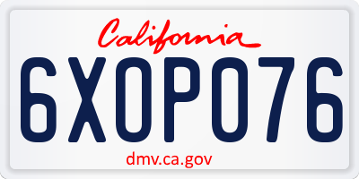 CA license plate 6XOP076