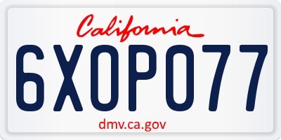 CA license plate 6XOP077