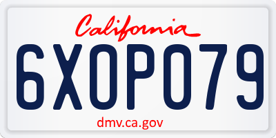 CA license plate 6XOP079