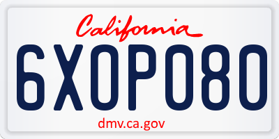 CA license plate 6XOP080