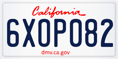 CA license plate 6XOP082