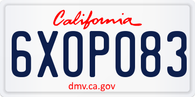 CA license plate 6XOP083