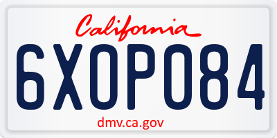 CA license plate 6XOP084