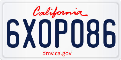 CA license plate 6XOP086