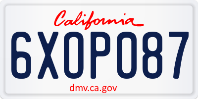 CA license plate 6XOP087