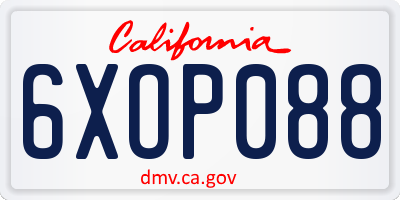 CA license plate 6XOP088