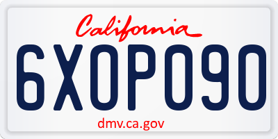 CA license plate 6XOP090