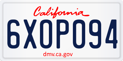CA license plate 6XOP094