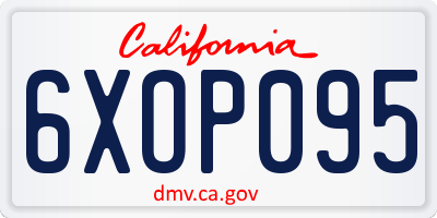 CA license plate 6XOP095