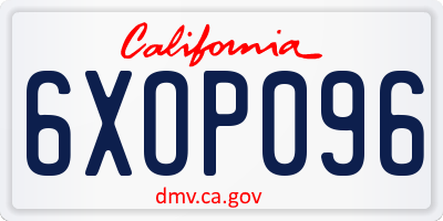 CA license plate 6XOP096
