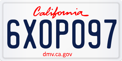 CA license plate 6XOP097