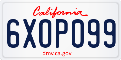 CA license plate 6XOP099