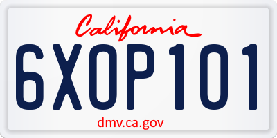 CA license plate 6XOP101