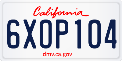 CA license plate 6XOP104