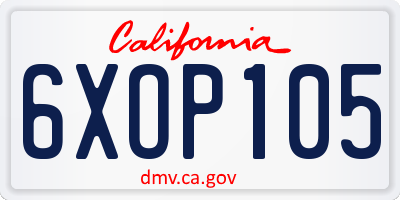CA license plate 6XOP105