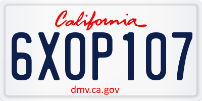 CA license plate 6XOP107