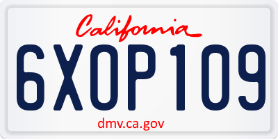 CA license plate 6XOP109