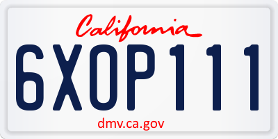 CA license plate 6XOP111