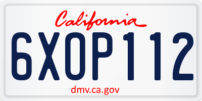 CA license plate 6XOP112
