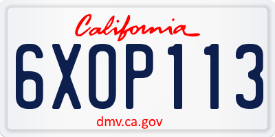 CA license plate 6XOP113