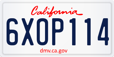 CA license plate 6XOP114