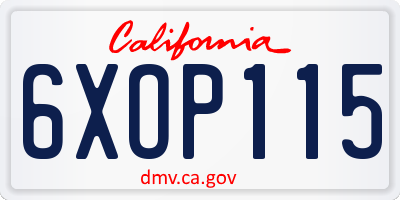 CA license plate 6XOP115