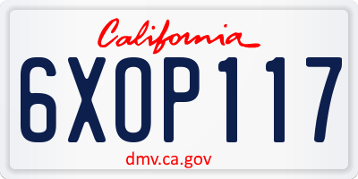 CA license plate 6XOP117