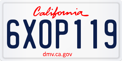 CA license plate 6XOP119