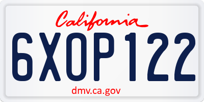CA license plate 6XOP122