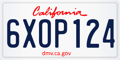 CA license plate 6XOP124