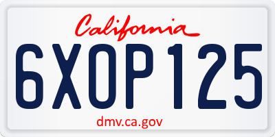 CA license plate 6XOP125