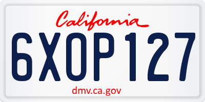 CA license plate 6XOP127