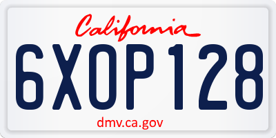 CA license plate 6XOP128