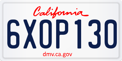 CA license plate 6XOP130